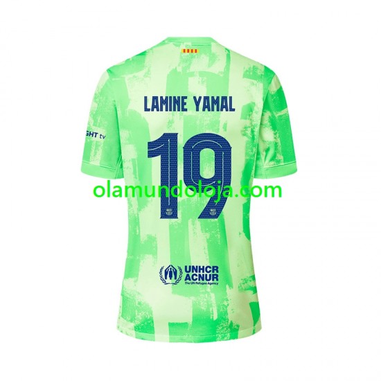 Camisola FC Barcelona LAMINE YAMAL 19 UCL Font Homem Equipamento Terceiro 2024-2025 Manga Curta